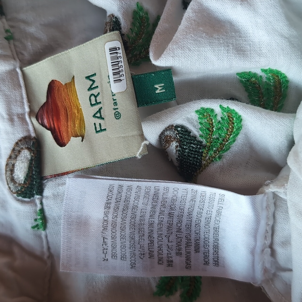 FARM Rio Green and White Playful Button Down Jumpsuit Size M - Picture 9 of 9
